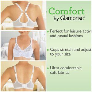 Set of 3! 50B 50C Glamorise COMPLETE COMFORT Bra (CONVERTIBLE) Stretch WHITE NEW